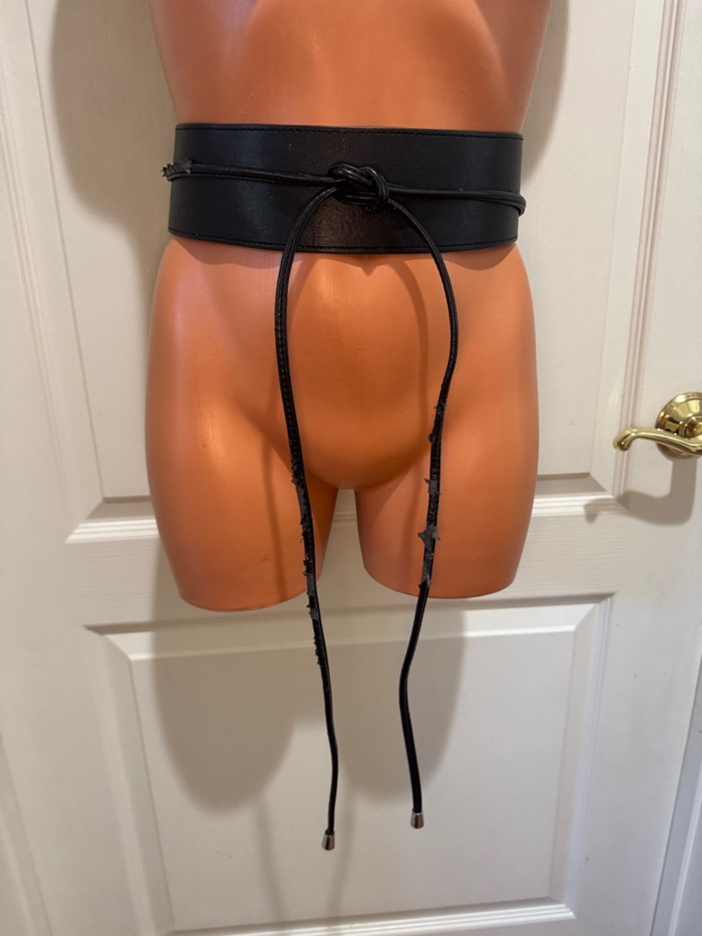 WHBM Black Vegan Leather OBI Wrap Belt OSFA Adjustable $75 FAIR KL